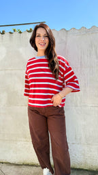 T-shirt stripe with bow | red