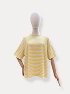 Streep T-shirt | geel-ecru