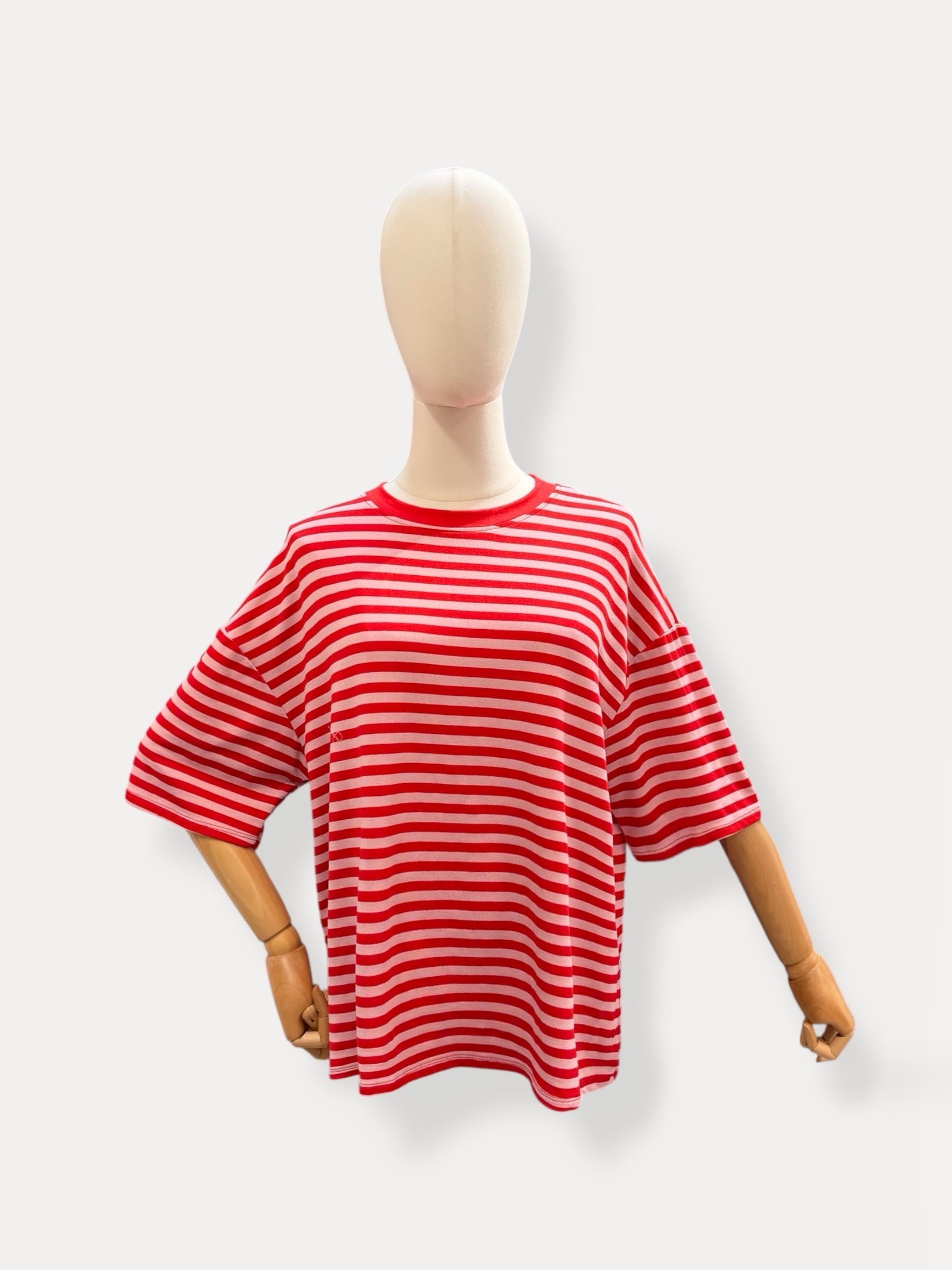 Streep shirt | rood-roze