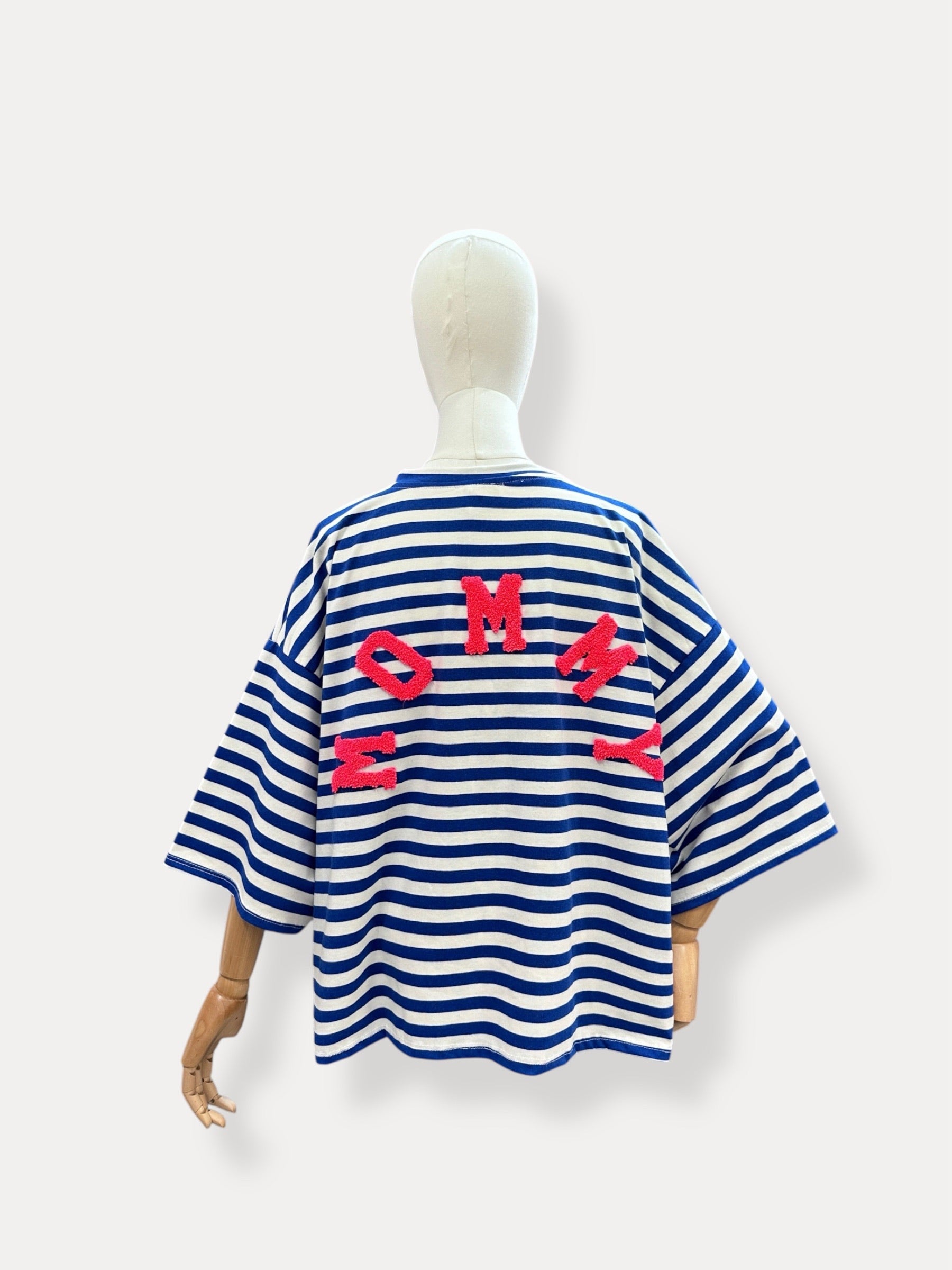 T-shirt streep Mommy | kobalt