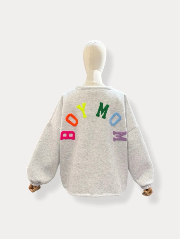 Boymom Sweater | grijs-multi