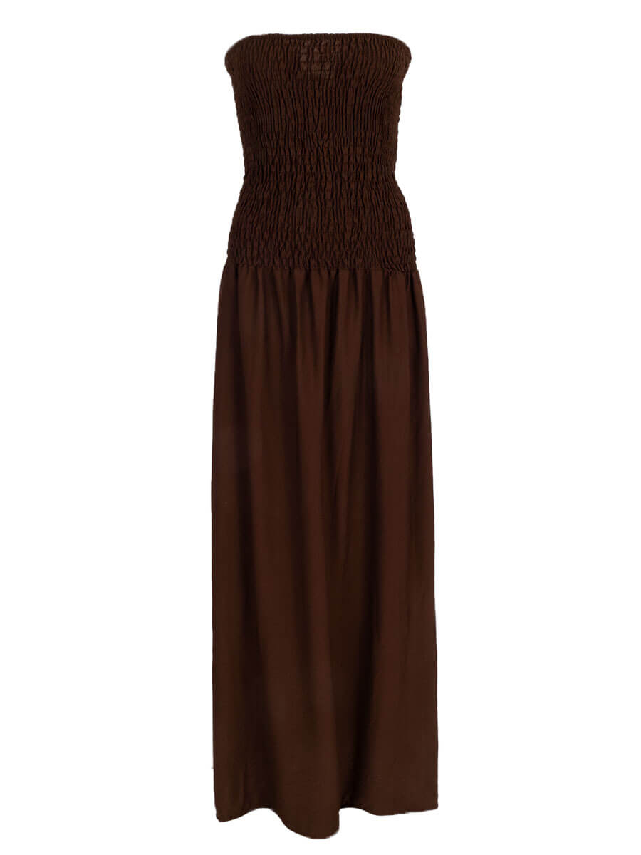 Jurk strapless | bruin