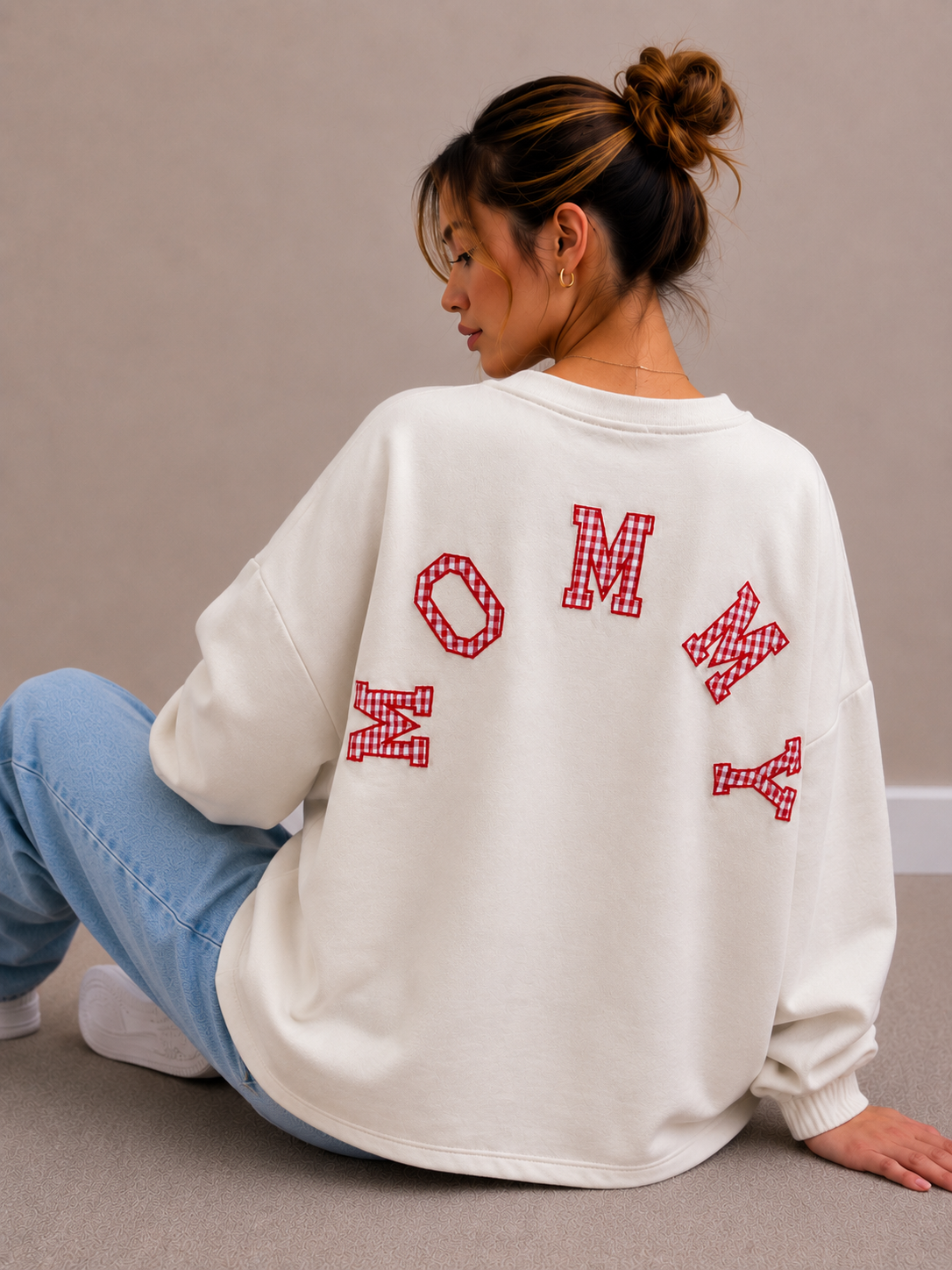 Mommy Sweater | beige-ruitjes