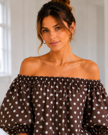 POLKA DOT OFF SHOULDER BLOUSE