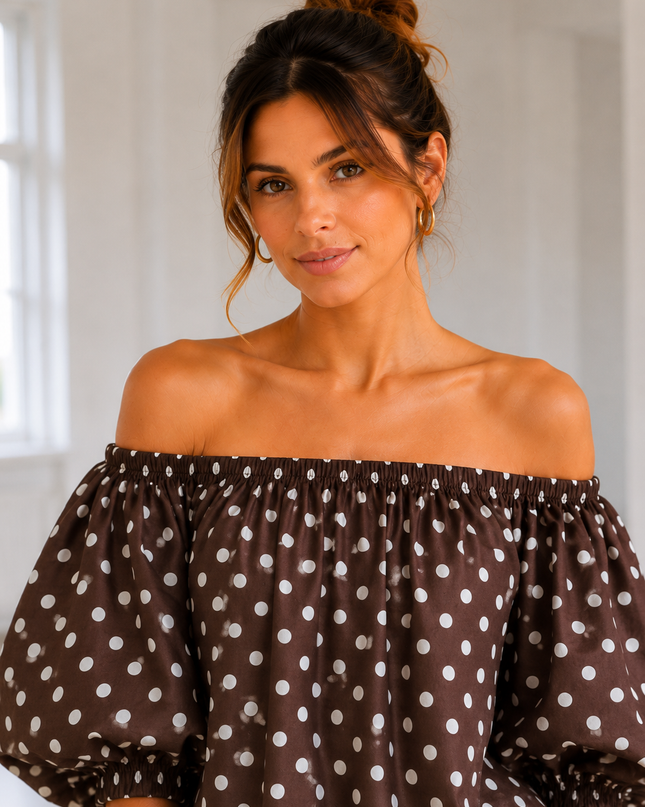POLKA DOT OFF SHOULDER BLOUSE