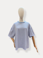 Streep T-shirt | blauw-wit