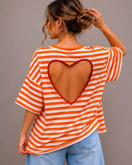 STRIPED HEART T-SHIRT