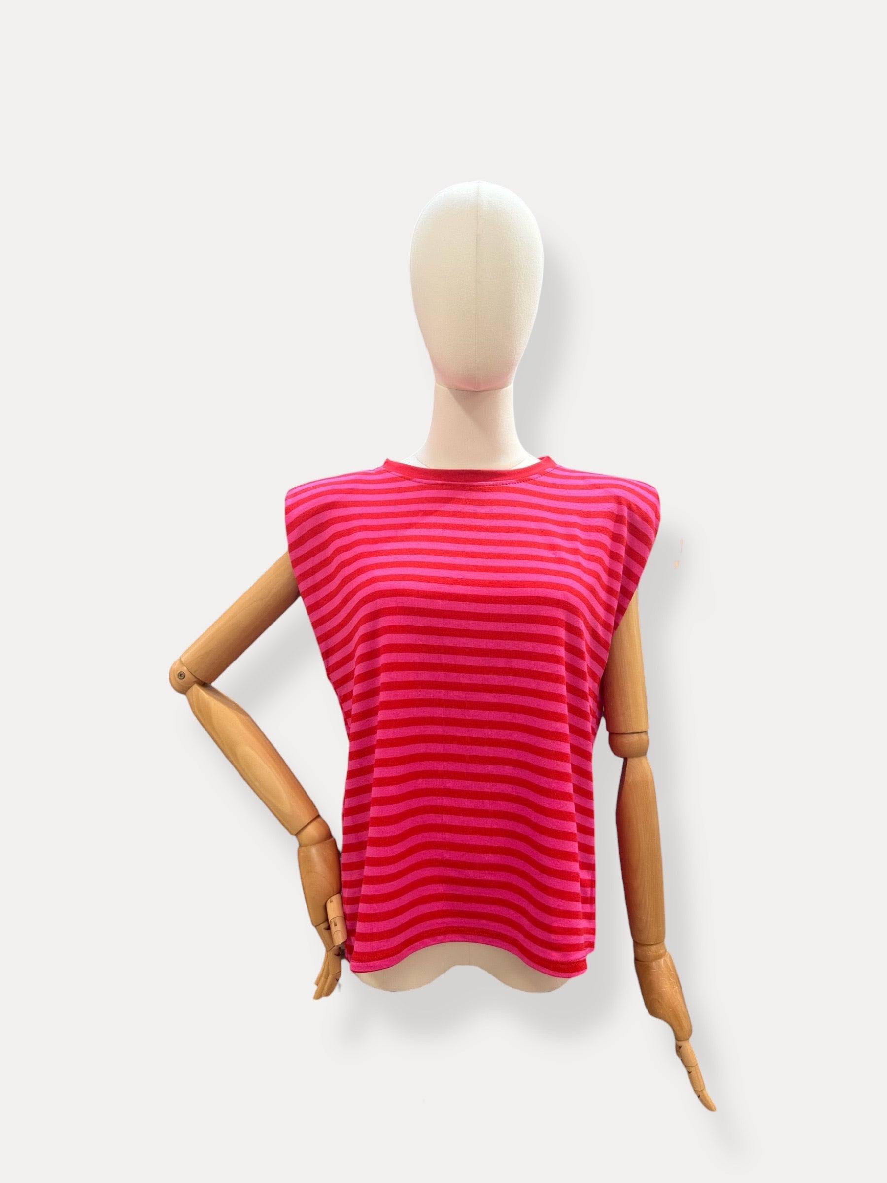 Streep Top | fuchsia-rood