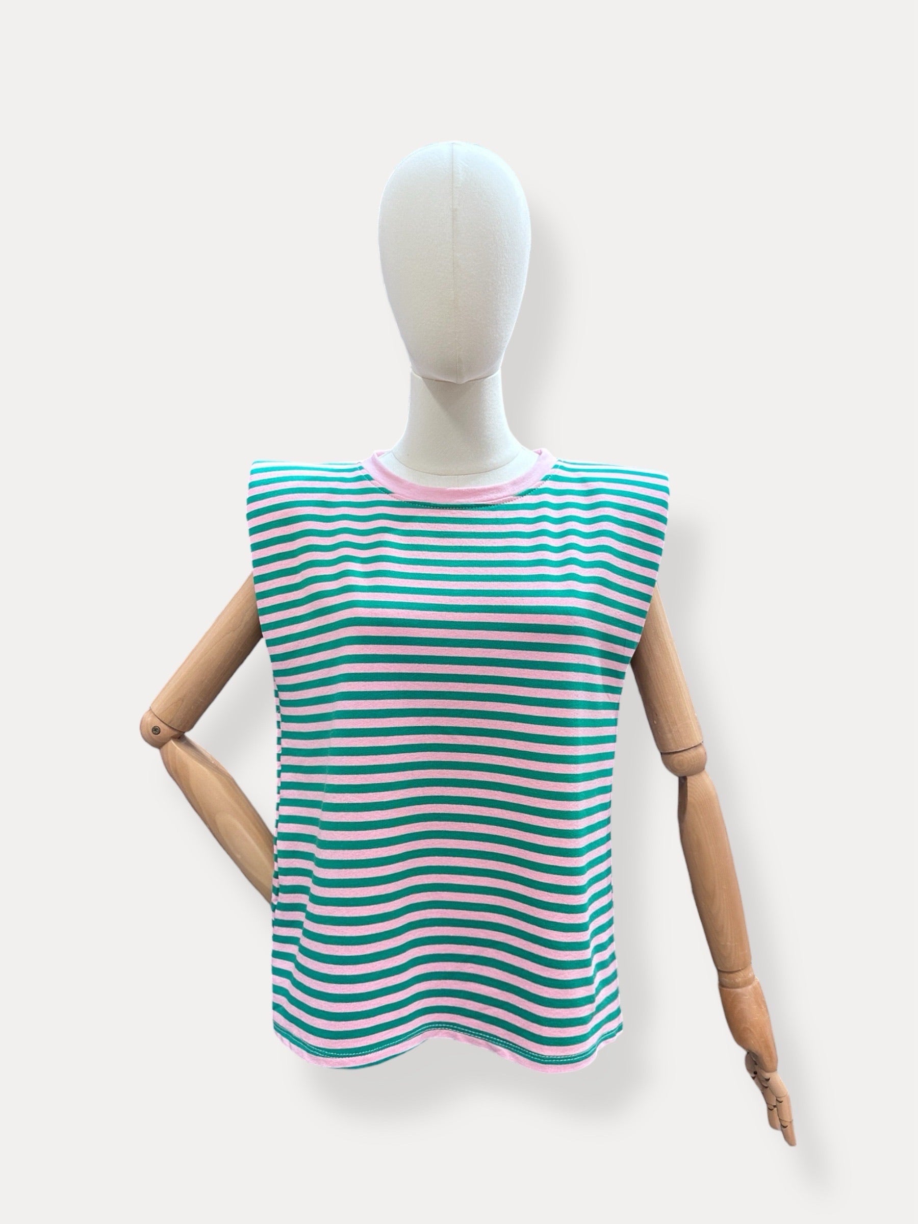 Streep Top | roze-groen