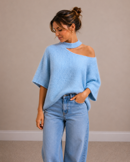 Open Neck Knit | blue