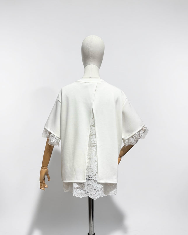 Kanten t-shirt | wit