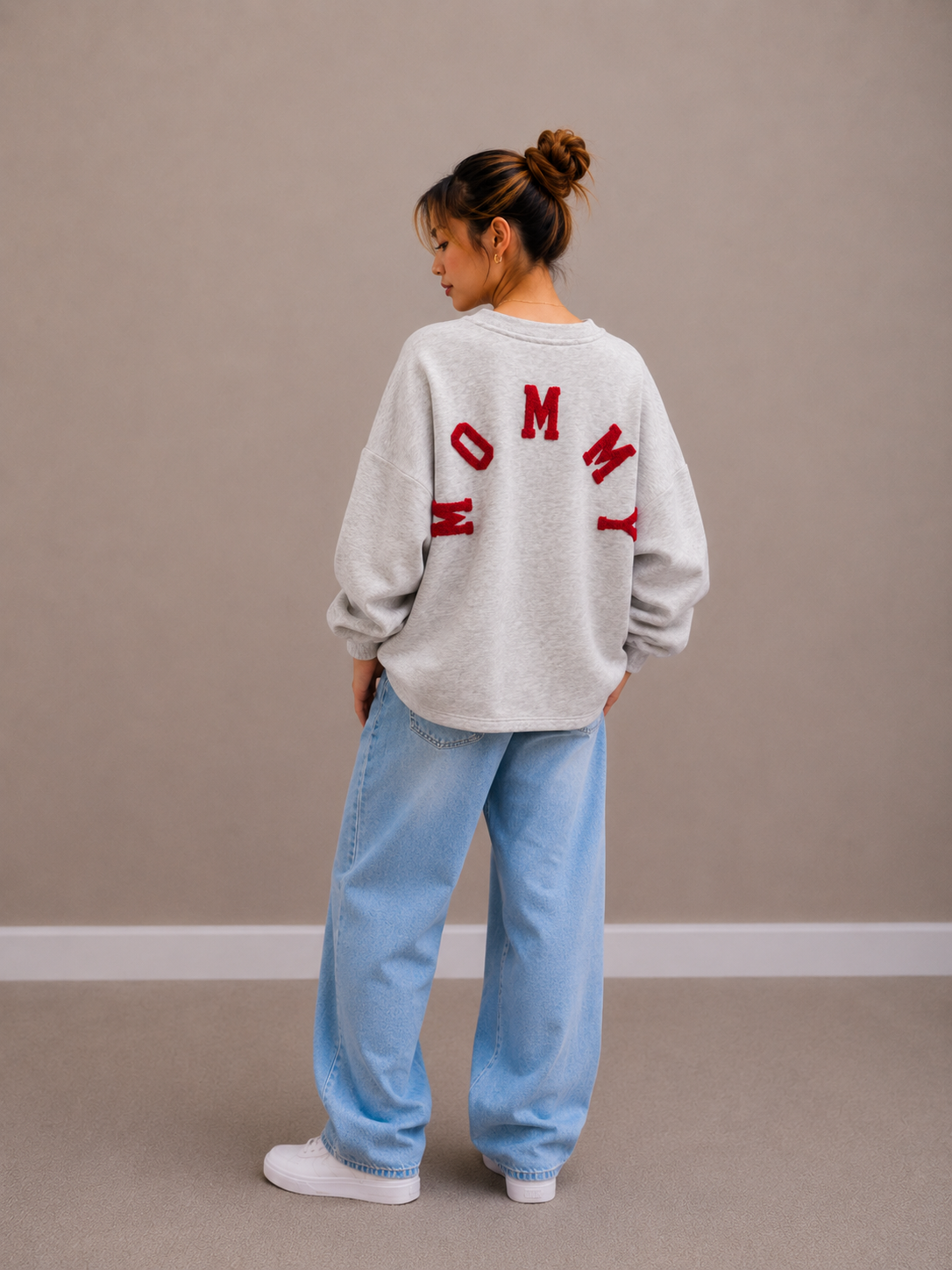 Mommy Sweater | grijs-rood