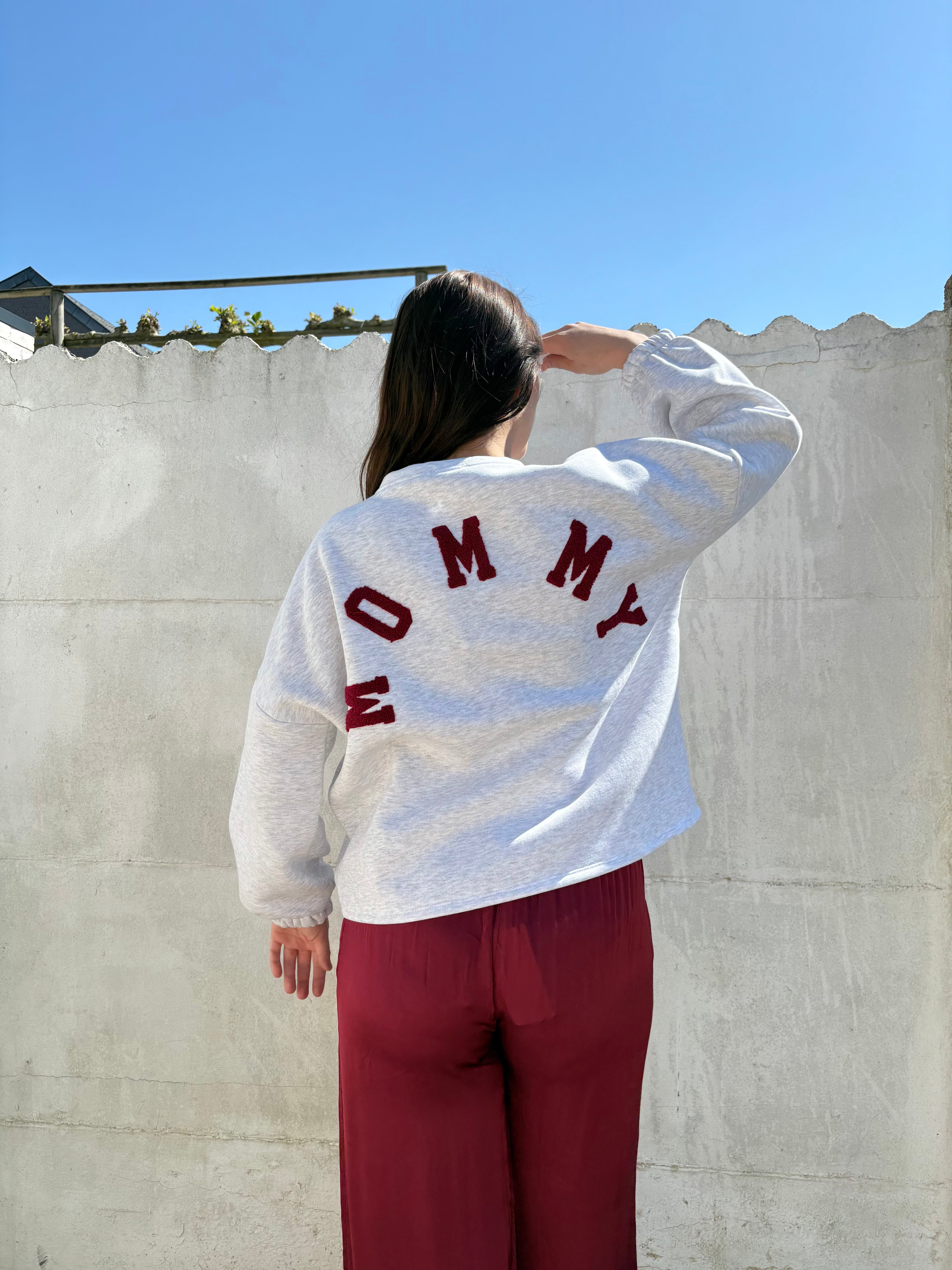 Mommy Sweater | grijs-bordeaux