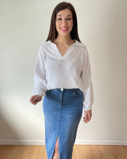 Denim skirt / dark blue - Stylishh Fashion