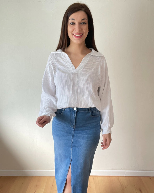 Denim skirt / dark blue - Stylishh Fashion