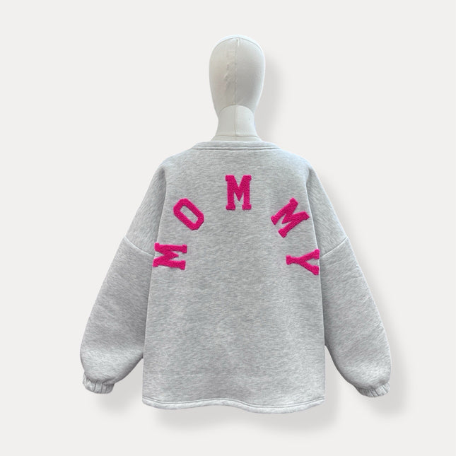 Mommy Sweater | grijs-fuchsia