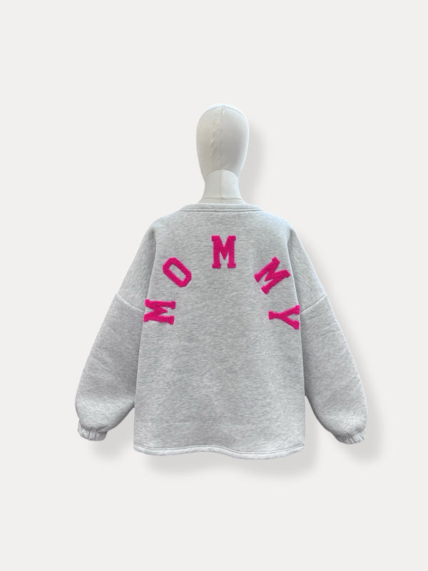 Mommy Sweater | grijs-fuchsia
