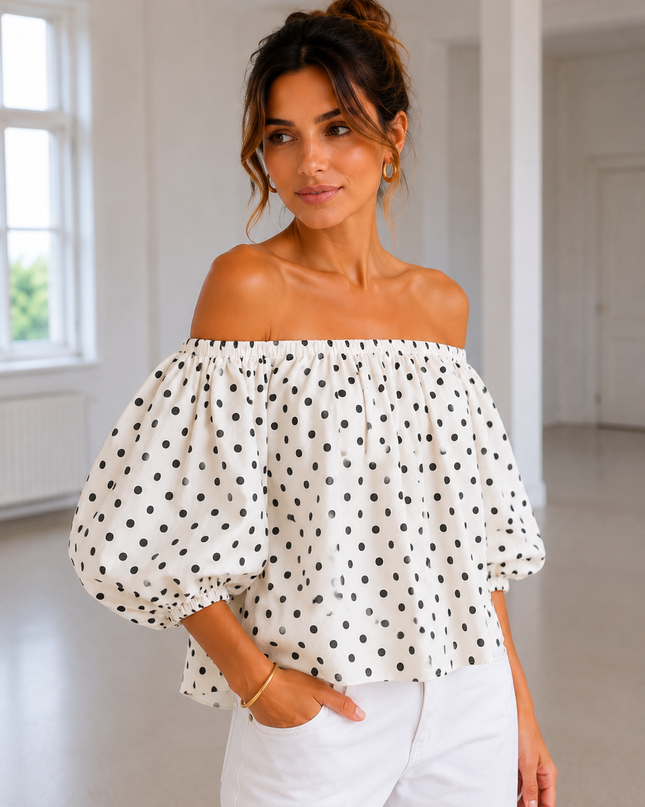 POLKA DOT OFF SHOULDER BLOUSE