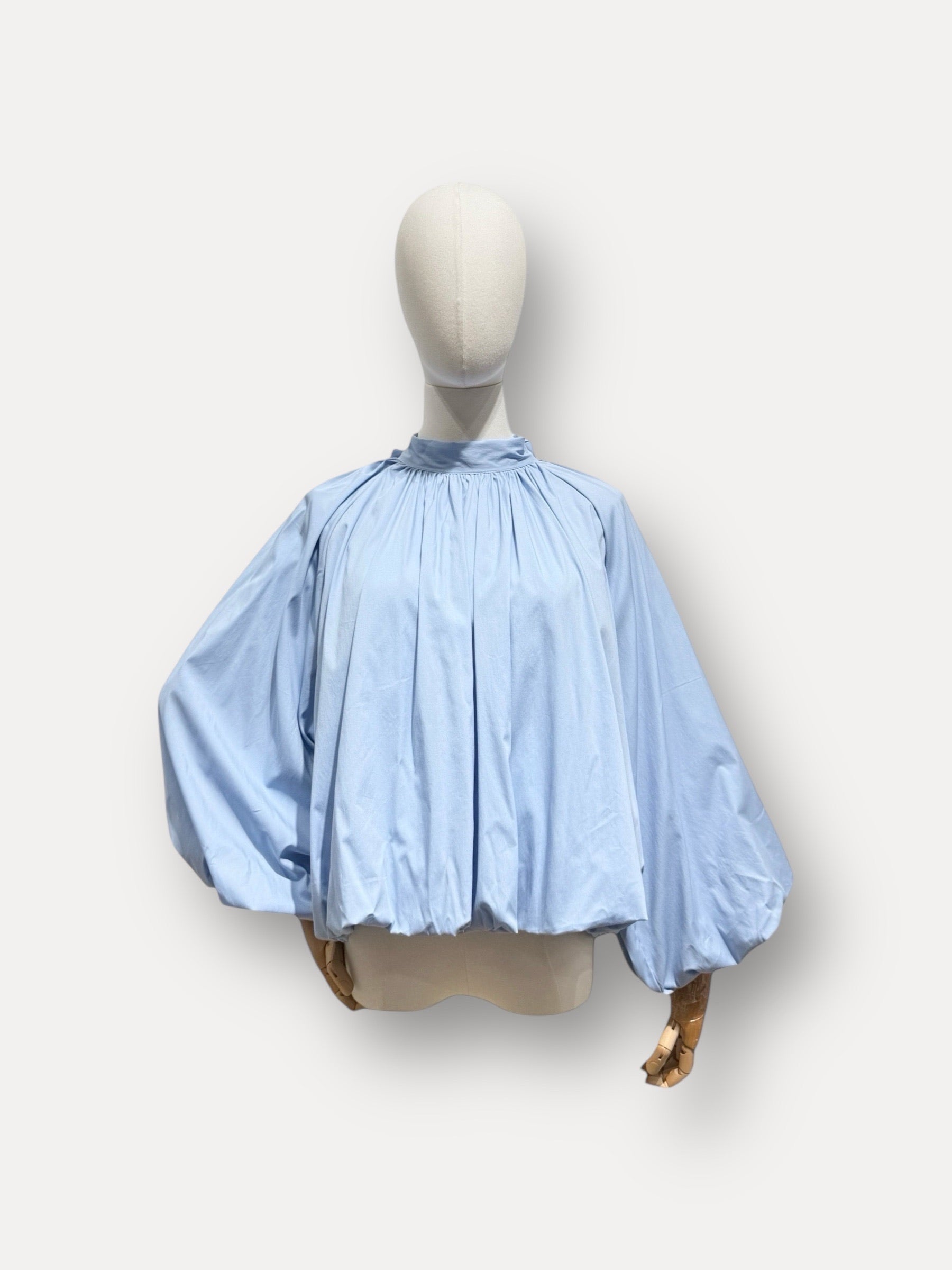 Blouse met strik | blauw