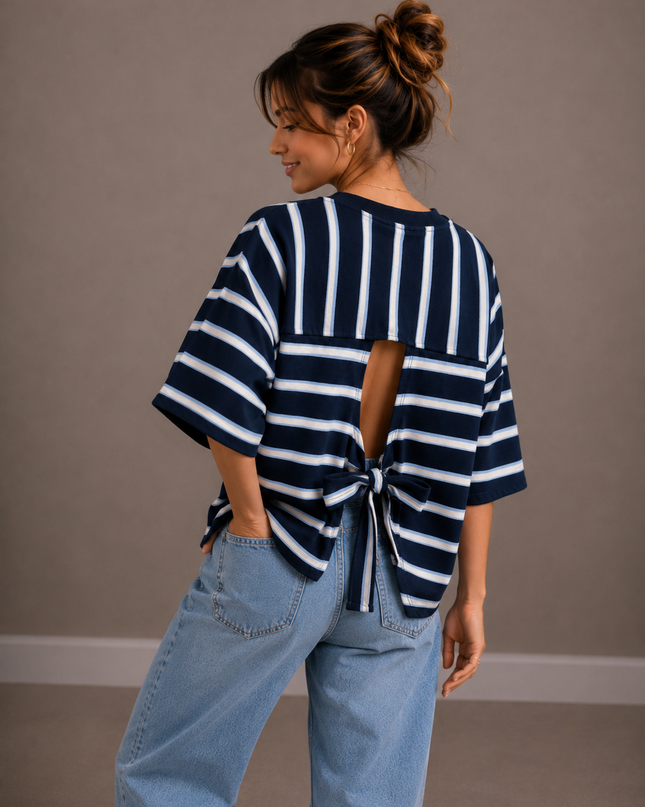 T-shirt stripe with bow | red