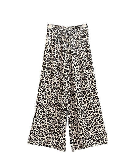 Silk leopard print trousers