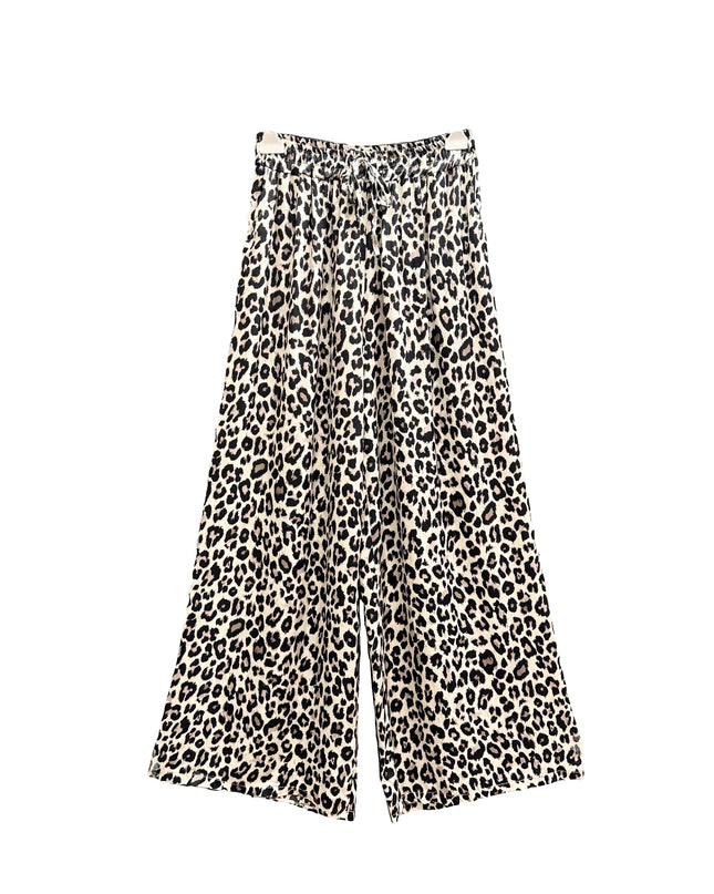 Silk leopard print trousers