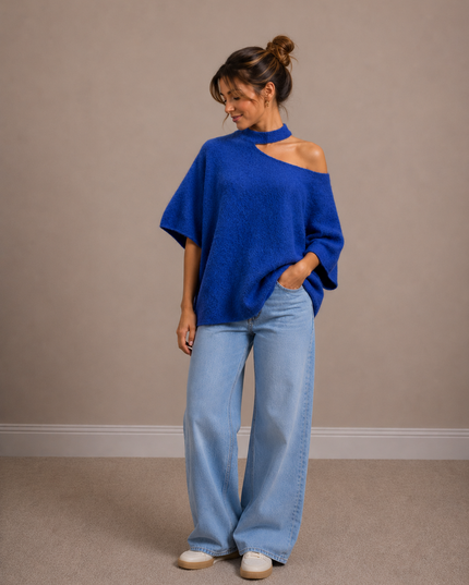 Open Neck Knit | blue