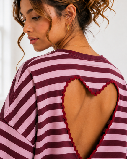 STRIPED HEART T-SHIRT