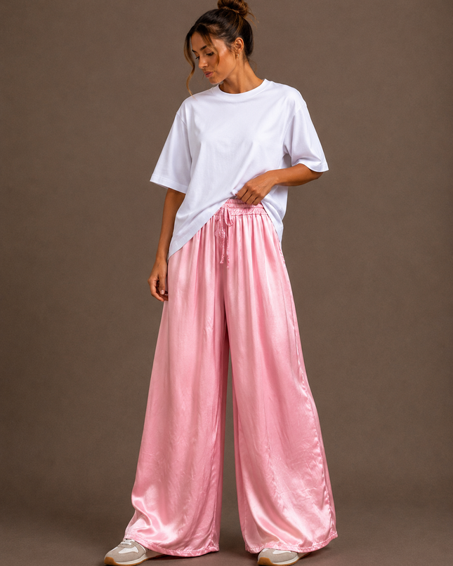 Silk trousers | red
