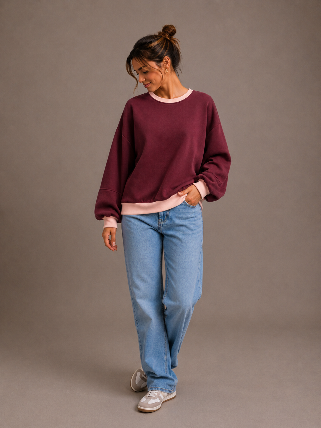 Fluo Sweater | bordeaux-roze