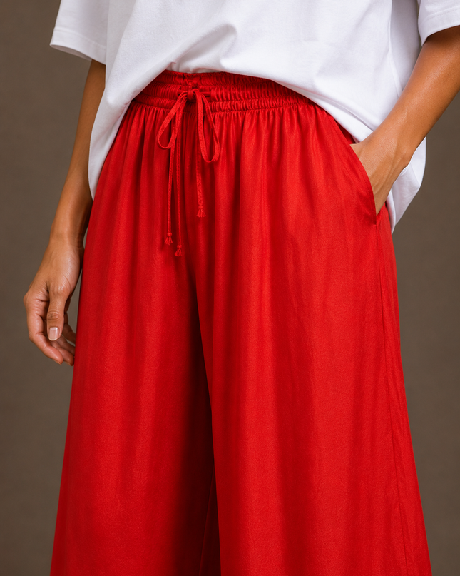 Silk trousers | red