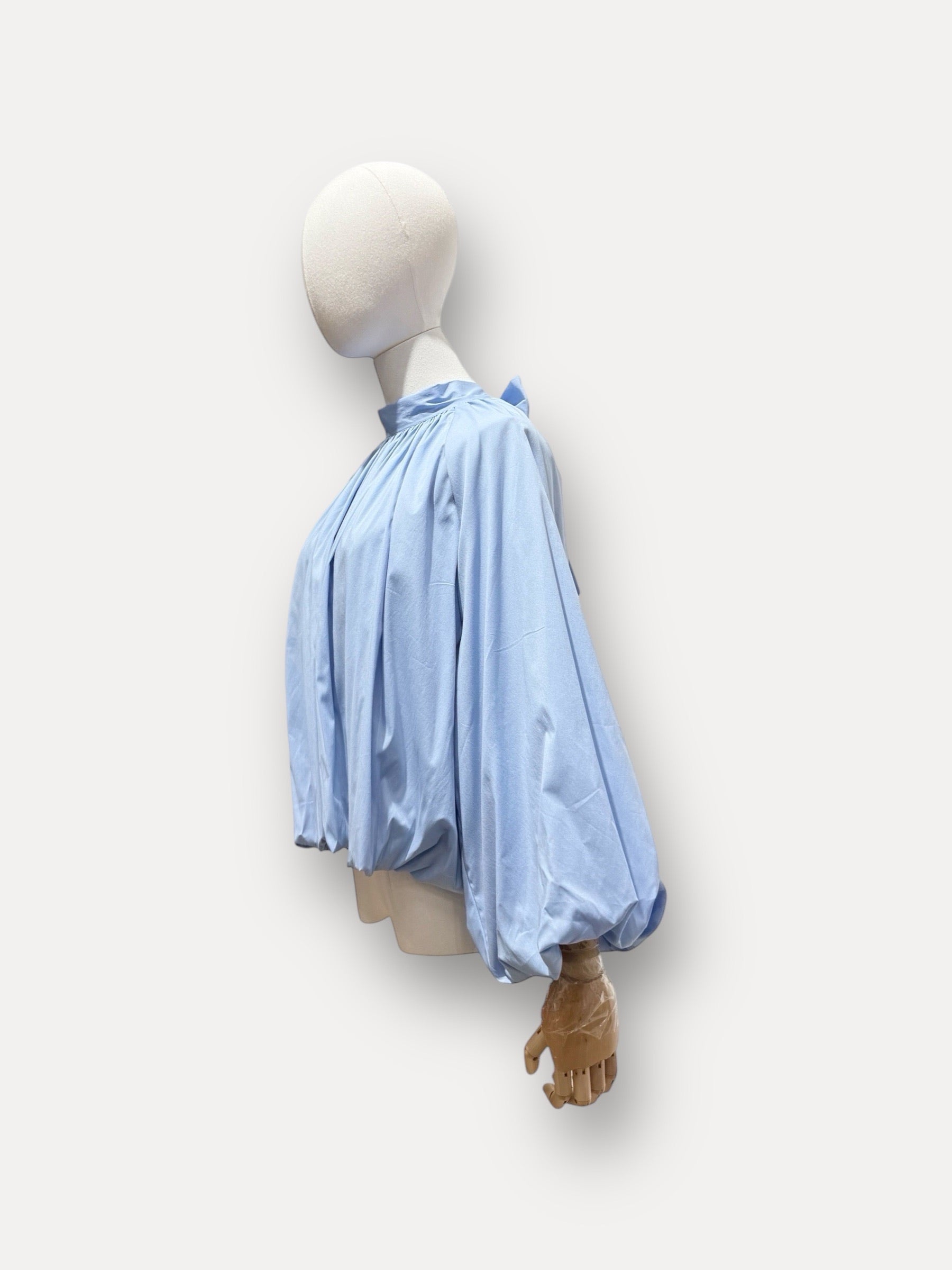 Blouse met strik | blauw