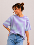 Streep T-shirt | paars-blauw