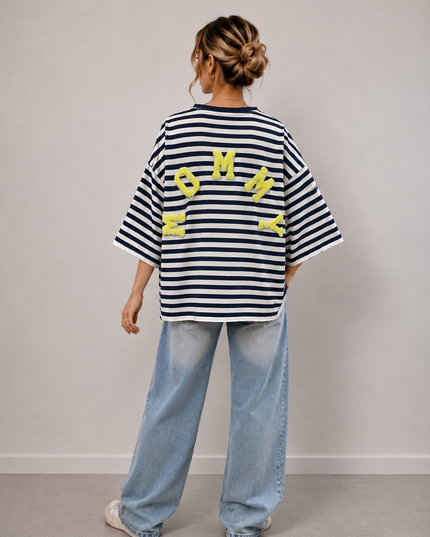 MOMMY STRIPED SHIRT NAVY