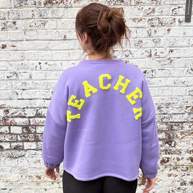 Teacher Sweater | paars-geel