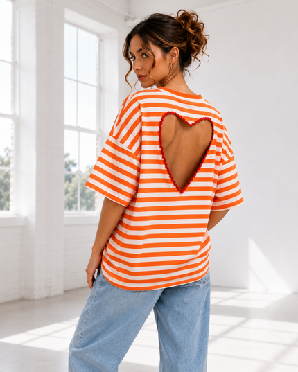 STRIPED HEART T-SHIRT