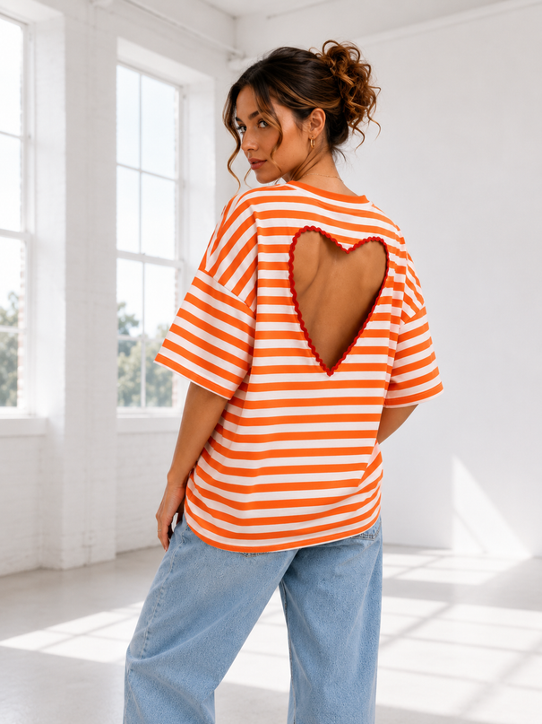 STRIPED HEART T-SHIRT