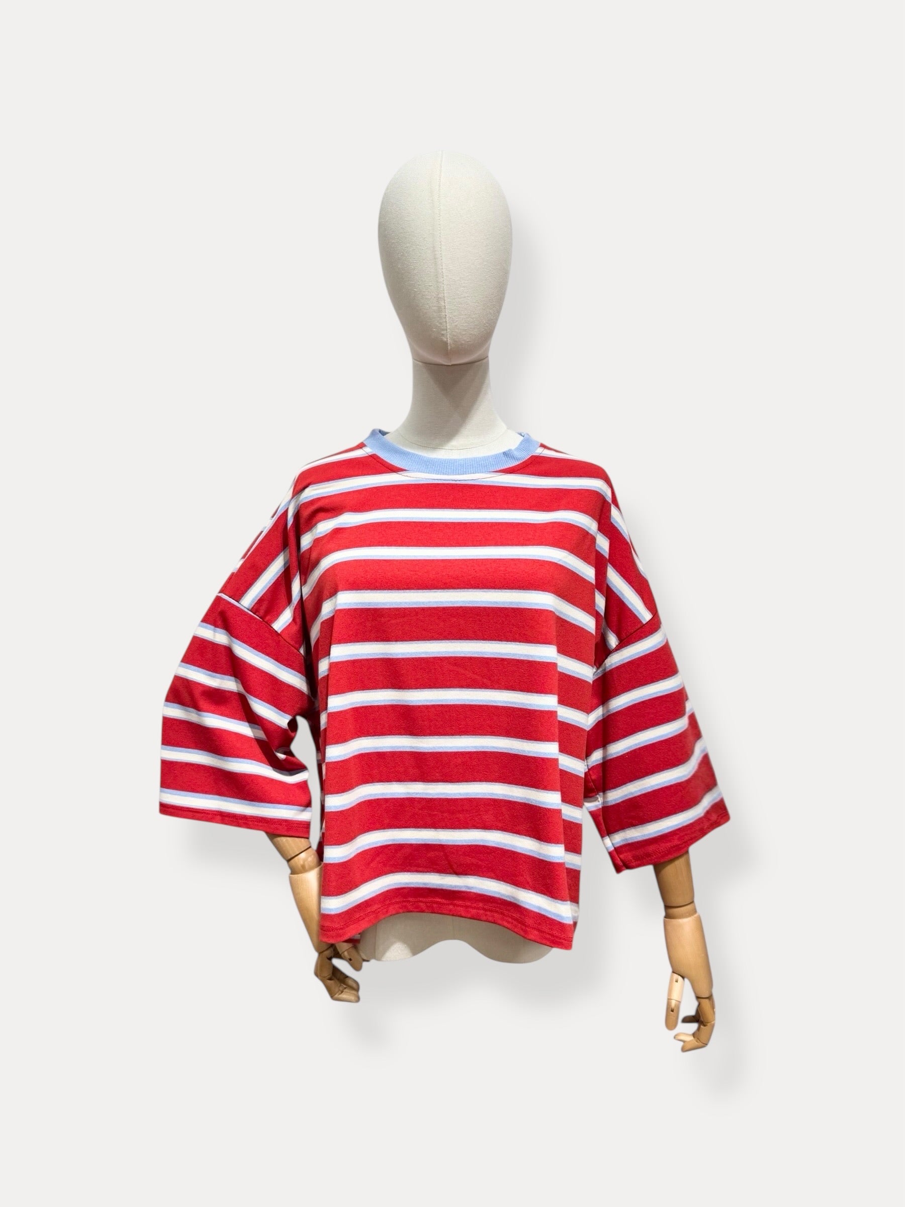 T-shirt streep met strik | rood