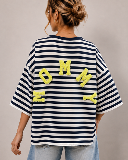 MOMMY STRIPED SHIRT NAVY