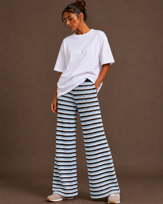 Striped crochet pants | pink