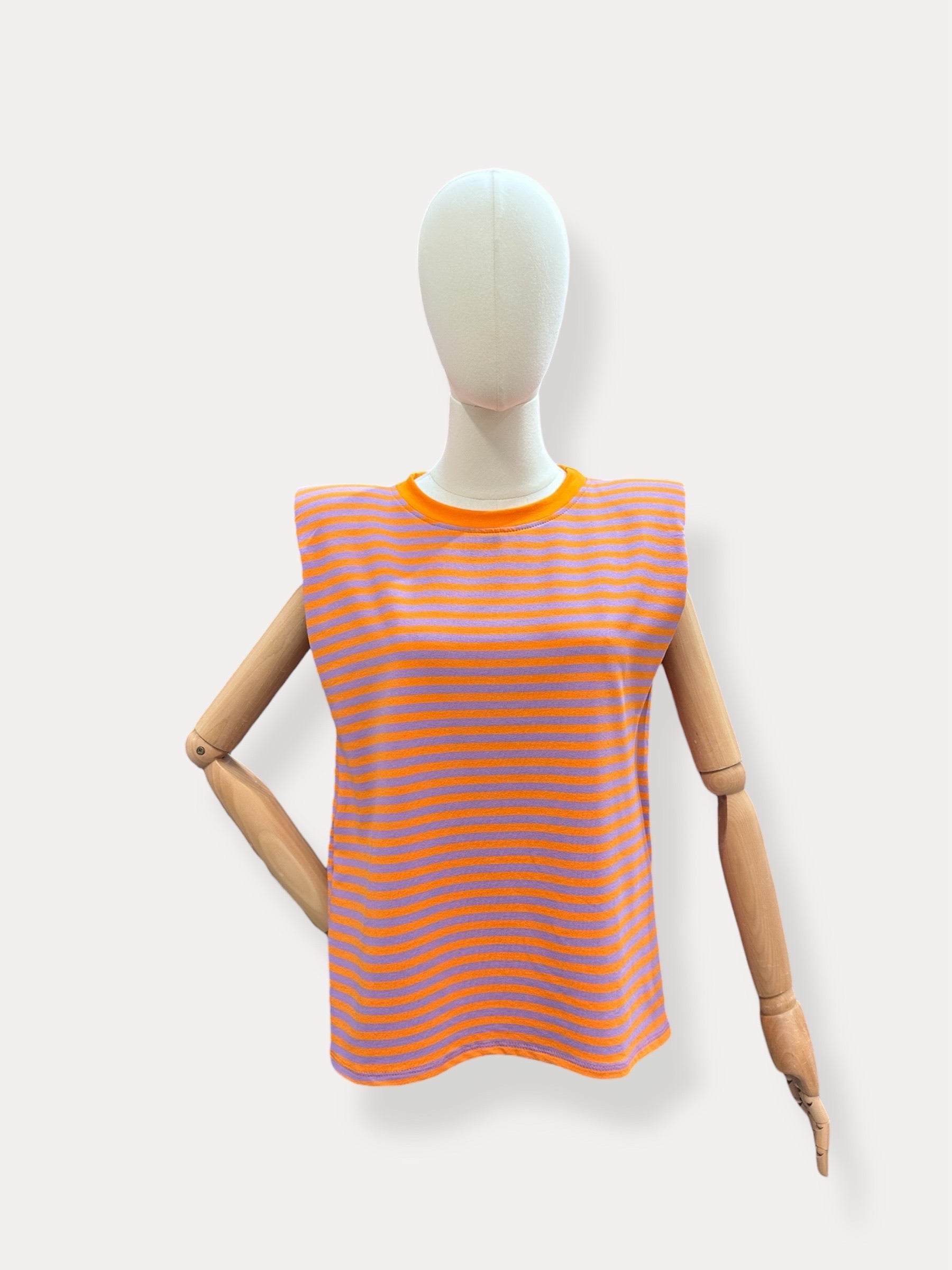 Streep Top | paars-oranje