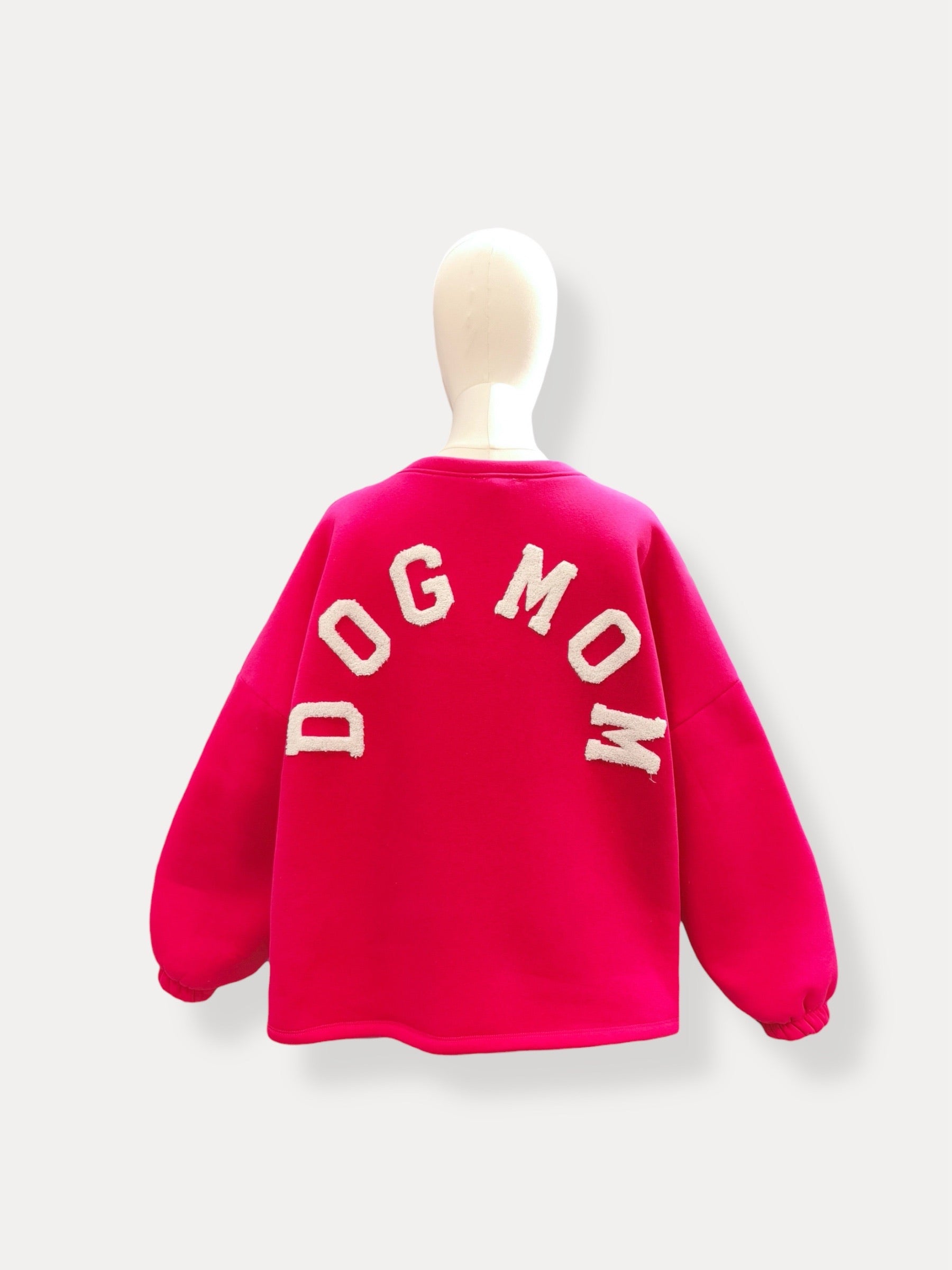 Dogmom Sweater | fuchsia-ecru