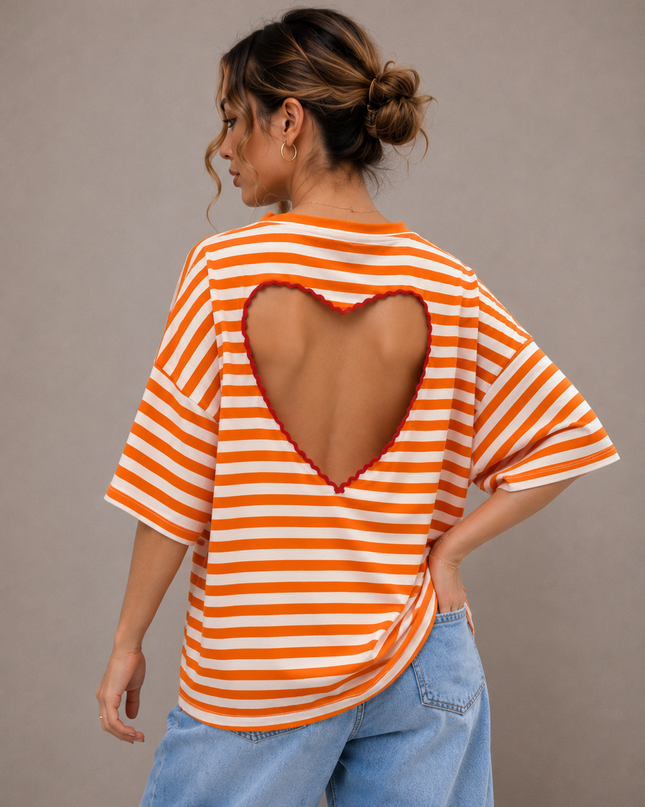 STRIPED HEART T-SHIRT