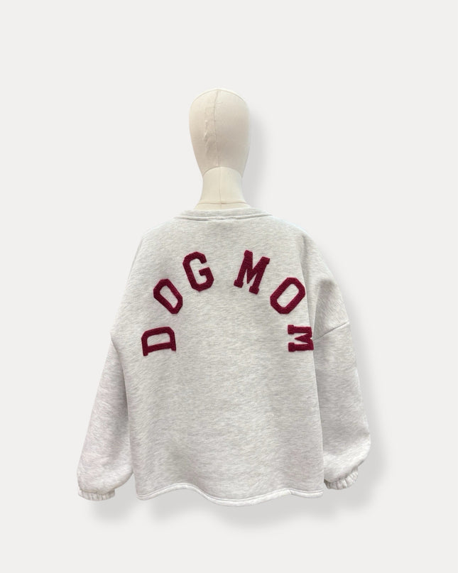 DOGMOM SWEATER GRIJS-BORDEAUX