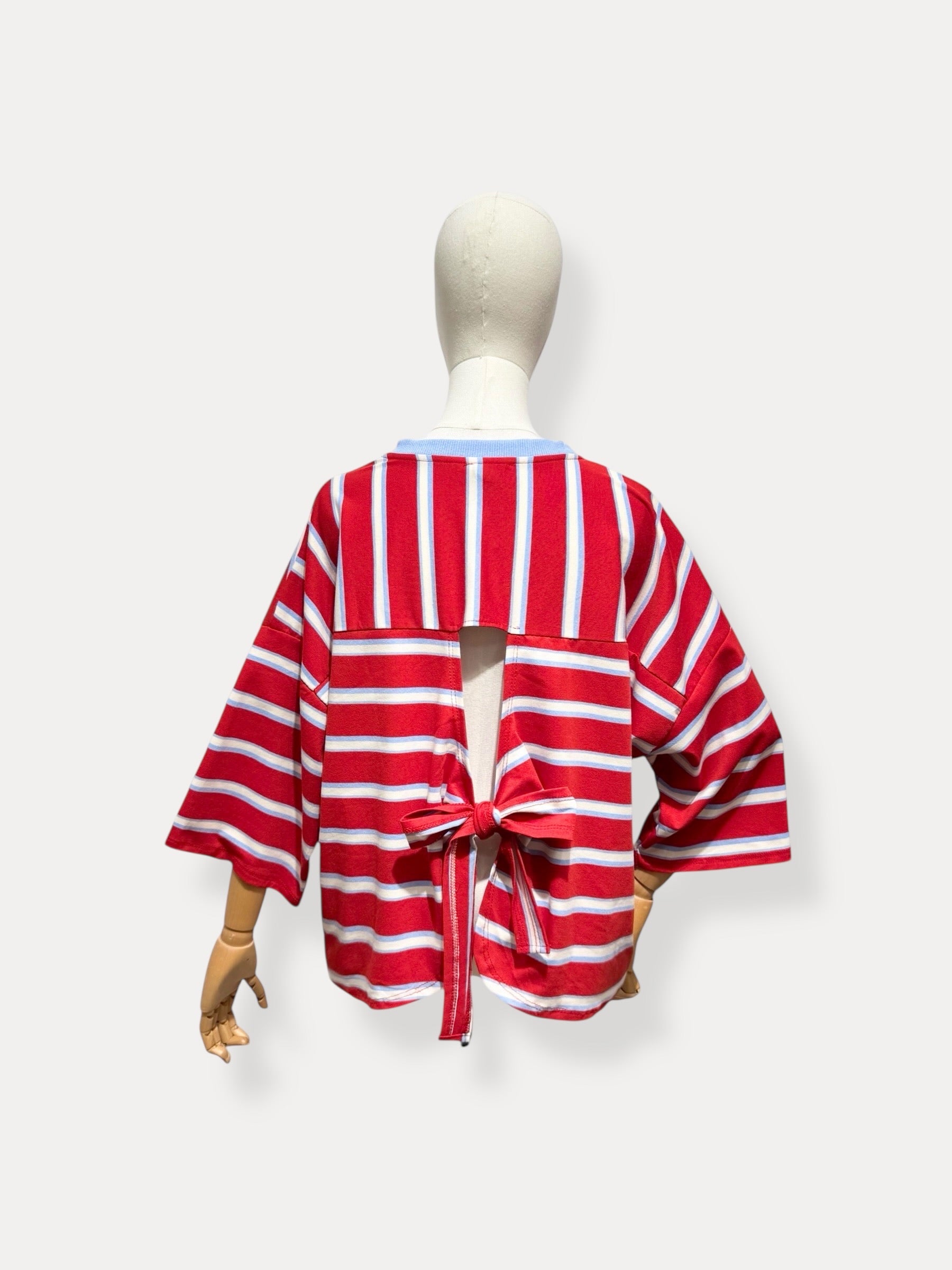 T-shirt streep met strik | rood