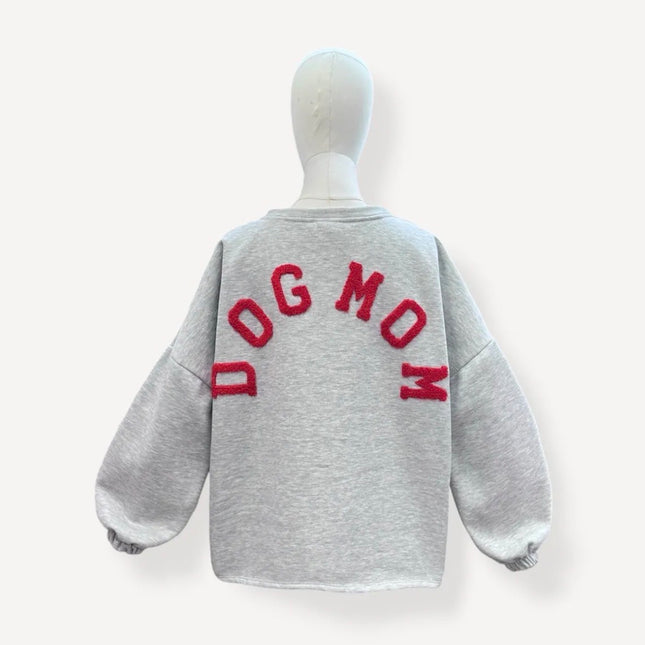 Dogmom Sweater | grijs-rood