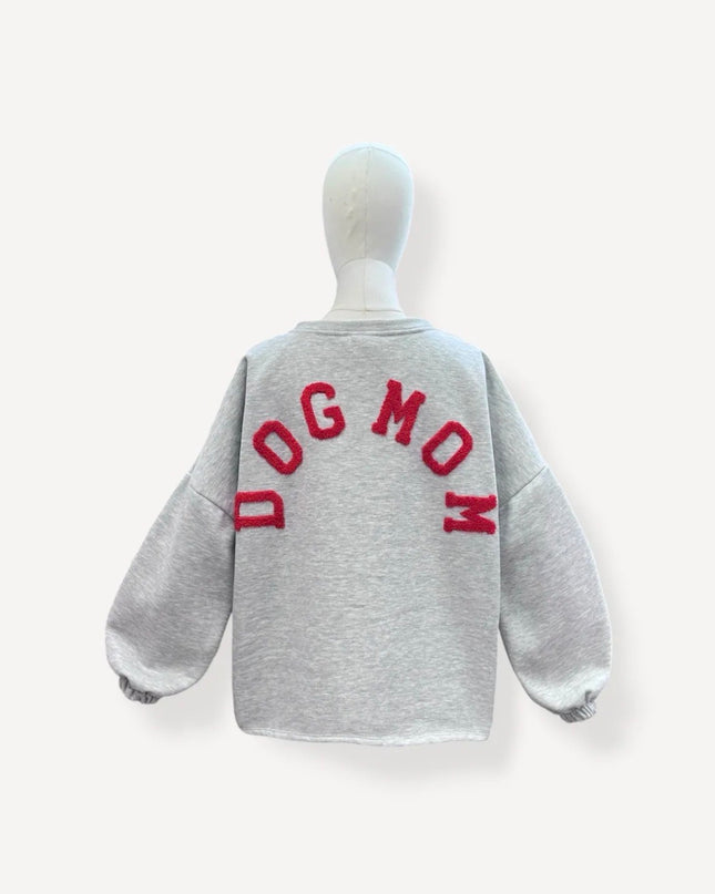 Dogmom sweater | grijs-rood