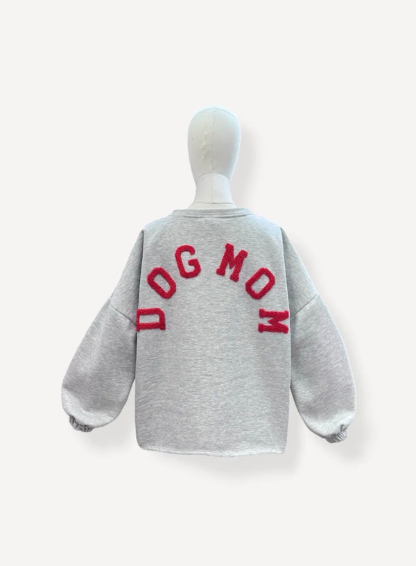 Dogmom Sweater | grijs-rood
