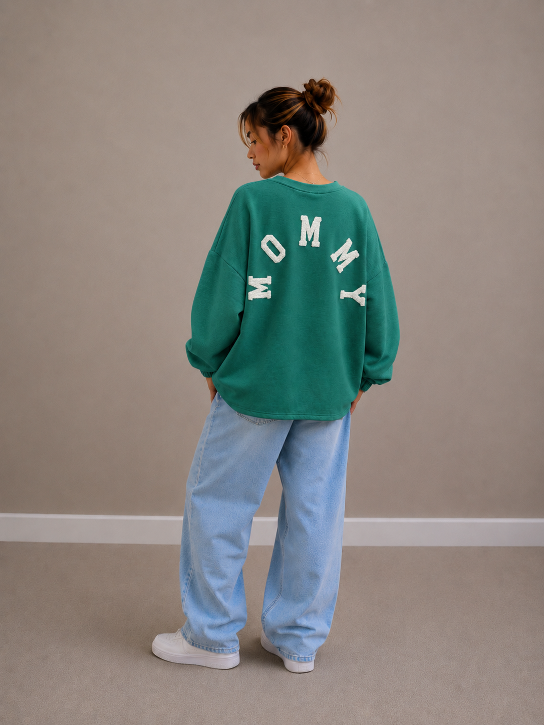 Mommy Sweater | groen-wit