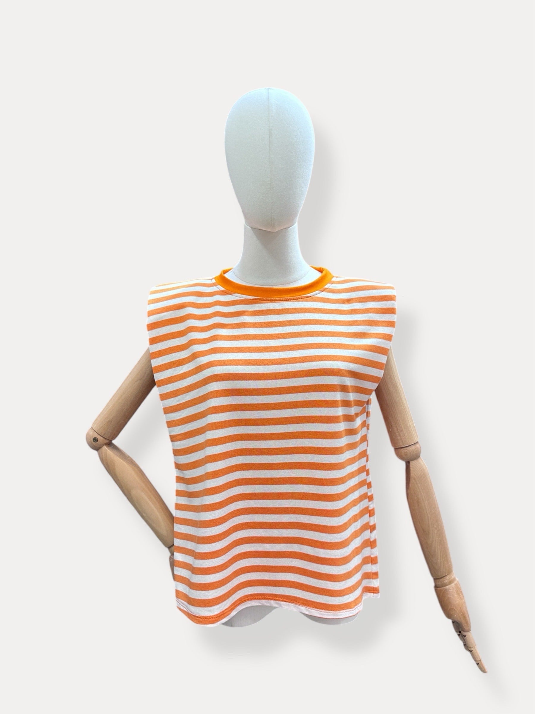 Streep top | oranje-ecru